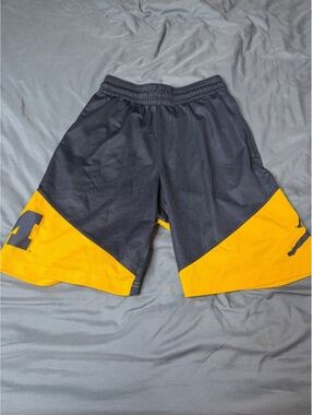 Michigan Wolverines Jordan Shorts Mens Small Blue Yellow Nike Dri Fit Basketball